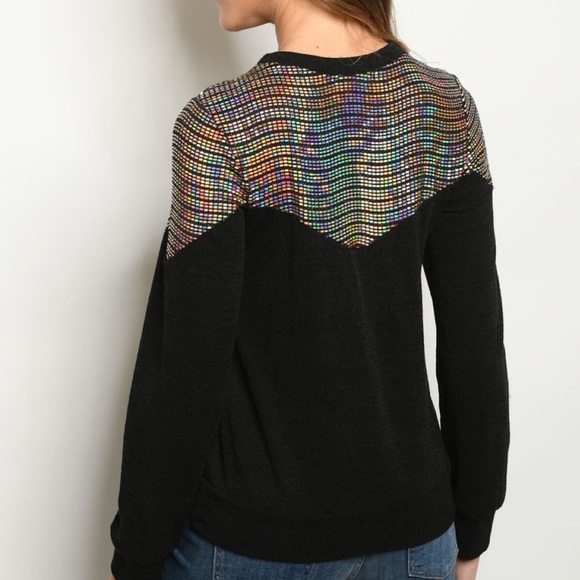 🆕Black with sequin sweater, made in USA - Picture 3 of 3
